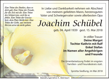 Traueranzeige von Joachim Schübel von Leipziger Volkszeitung
