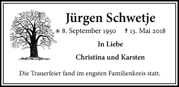 Traueranzeige von Jürgen Schwetje von Göttinger Tageblatt
