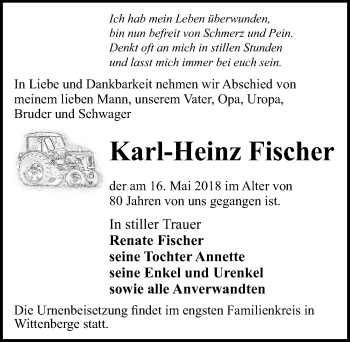 Traueranzeige von Karl-Heinz Fischer von Märkischen Allgemeine Zeitung