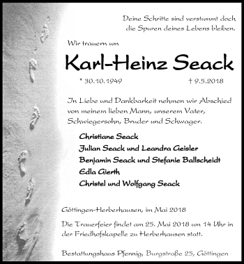 Traueranzeige von Karl-Heinz Seack von Göttinger Tageblatt