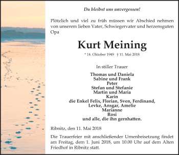 Traueranzeige von Kurt Meining von Ostsee-Zeitung GmbH