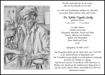 Traueranzeige von Käthe Vogeler-Seelig von Märkischen Allgemeine Zeitung