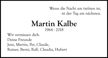 Traueranzeige von Martin Kalbe von Lübecker Nachrichten