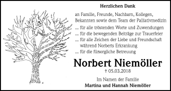 Traueranzeige von Norbert Niemöller von Göttinger Tageblatt