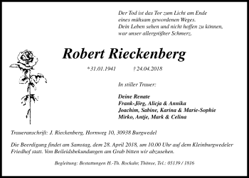 Traueranzeige von Robert Rieckenberg 