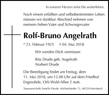 Traueranzeige von Rolf-Bruno Angelrath von Hannoversche Allgemeine Zeitung/Neue Presse