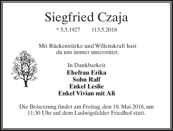 Traueranzeige von Siegfried Czaja von Märkischen Allgemeine Zeitung