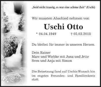 Traueranzeige von Uschi Otto von Göttinger Tageblatt