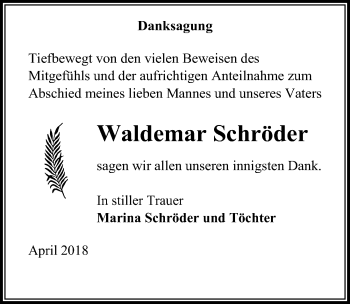 Traueranzeige von Waldemar Schröder von Märkischen Allgemeine Zeitung