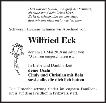 Traueranzeige von Wilfried Eck von Märkischen Allgemeine Zeitung