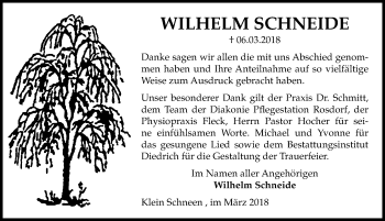 Traueranzeige von Wilhelm Schneide von Göttinger Tageblatt