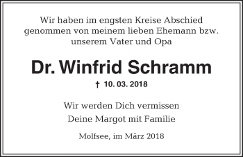 Traueranzeige von Winfrid Schramm von Kieler Nachrichten