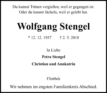 Traueranzeige von Wolfgang Stengel von Kieler Nachrichten