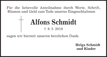 Traueranzeige von Alfons Schmidt von Kieler Nachrichten
