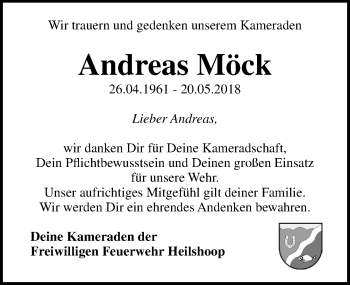 Traueranzeige von Andreas Möck von Lübecker Nachrichten
