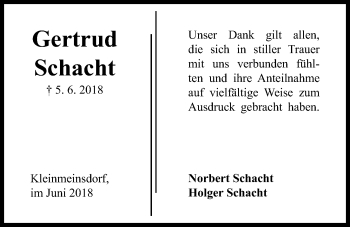 Traueranzeige von Gertrud Schacht von Kieler Nachrichten