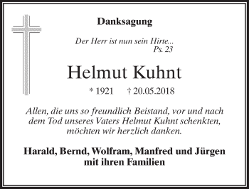 Traueranzeige von Helmut Kuhnt von Märkischen Allgemeine Zeitung
