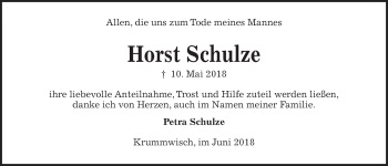 Traueranzeige von Horst Schulze von Kieler Nachrichten