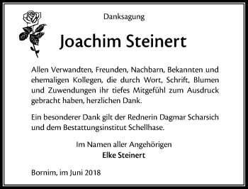 Traueranzeige von Joachim Steinert von Märkischen Allgemeine Zeitung