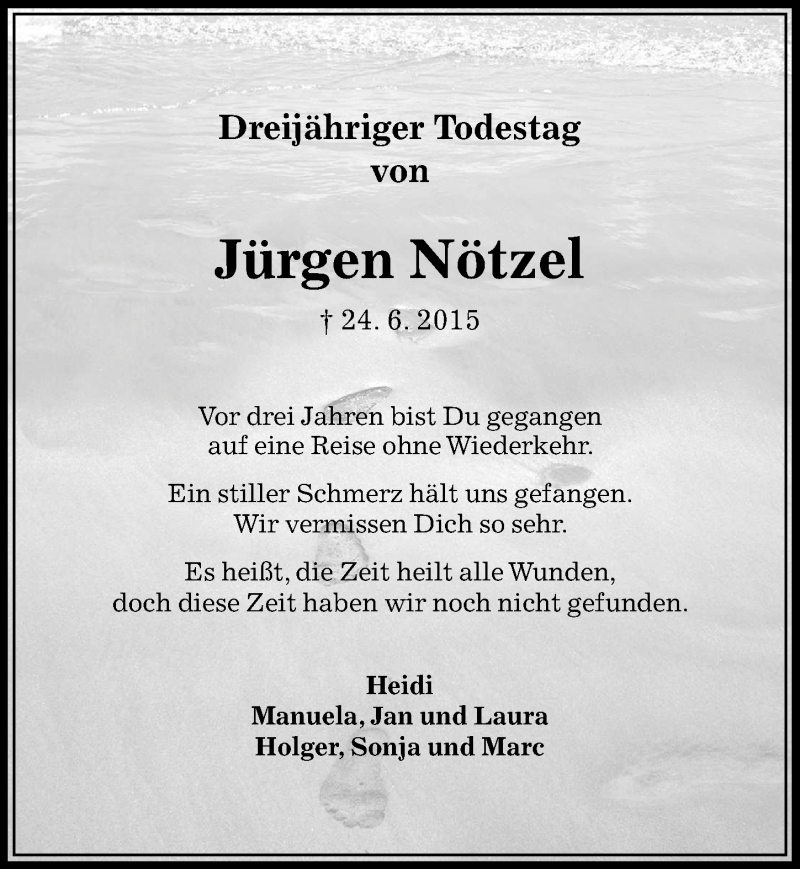  Traueranzeige für Jürgen Nötzel vom 23.06.2018 aus Aller Zeitung