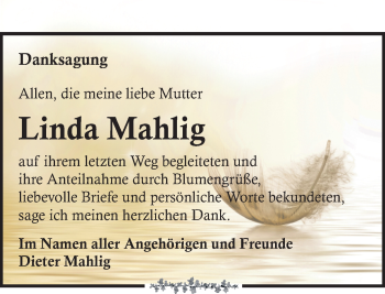 Traueranzeige von Linda Mahlig von Leipziger Volkszeitung