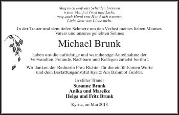 Traueranzeige von Michael Brunk von Märkischen Allgemeine Zeitung