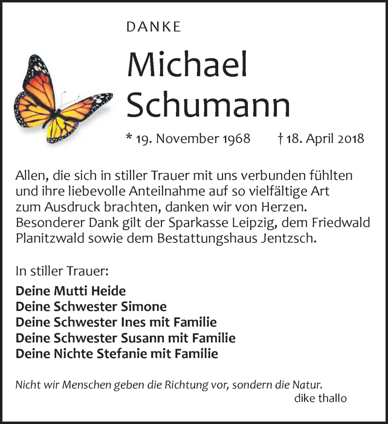  Traueranzeige für Michael Schumann vom 09.06.2018 aus Leipziger Volkszeitung