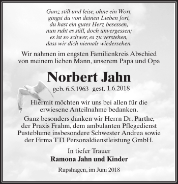 Traueranzeige von Norbert Jahn von Märkischen Allgemeine Zeitung