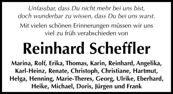 Traueranzeige von Reinhard Scheffler von Göttinger Tageblatt