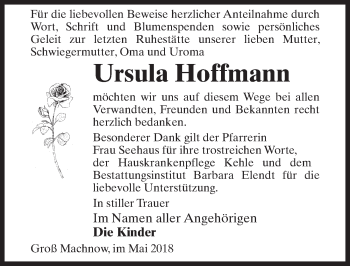 Traueranzeige von Ursula Hoffmann von Märkischen Allgemeine Zeitung