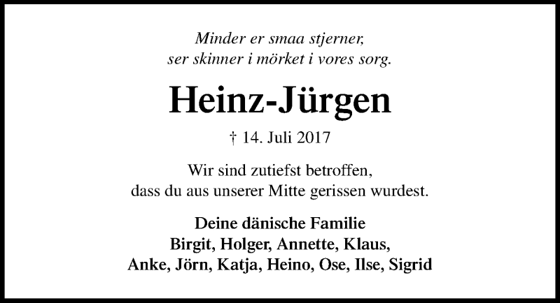  Traueranzeige für Heinz-Jürgen Poerschke vom 23.07.2017 aus Lübecker Nachrichten