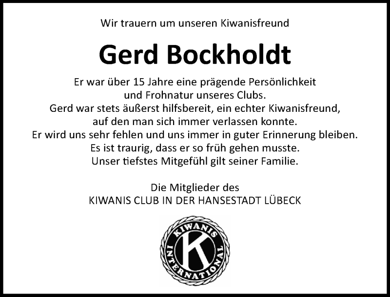  Traueranzeige für Gerd Bockholdt vom 15.07.2018 aus Lübecker Nachrichten