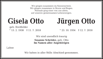 Traueranzeige von Jürgen Otto von Kieler Nachrichten