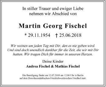 Traueranzeige von Martin Georg Fischel von Leipziger Volkszeitung