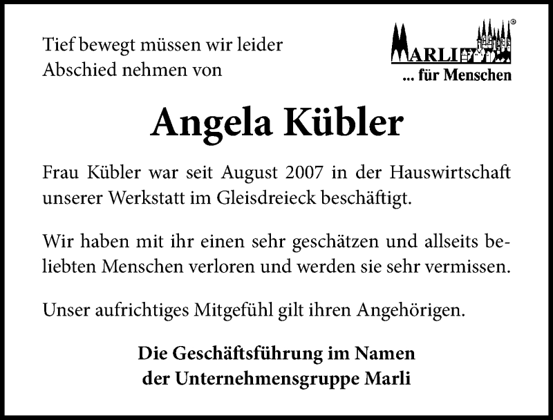  Traueranzeige für Angela Kübler vom 19.08.2018 aus Lübecker Nachrichten