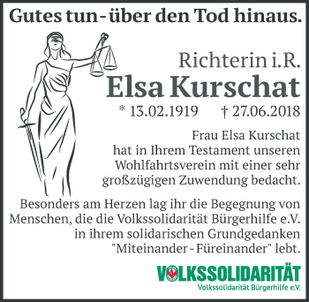 Traueranzeige von Elsa Kurschat von Märkischen Allgemeine Zeitung