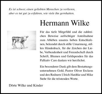 Traueranzeige von Hermann Wilke von Lübecker Nachrichten