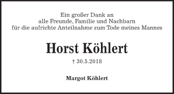 Traueranzeige von Horst Köhlert von Kieler Nachrichten