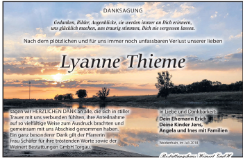 Traueranzeige von Lyanne Thieme von Torgauer Zeitung