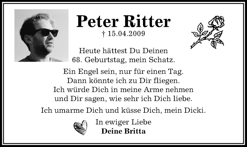  Traueranzeige für Peter Ritter vom 10.08.2018 aus Kieler Nachrichten