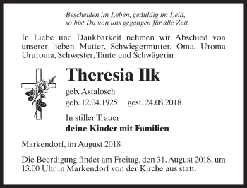 Traueranzeige von Theresia Ilk von Märkischen Allgemeine Zeitung
