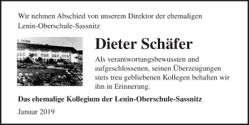 Traueranzeige von Dieter Schäfer von Ostsee-Zeitung GmbH