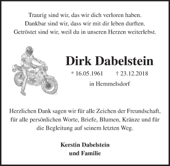 Traueranzeige von Dirk Dabelstein von Lübecker Nachrichten