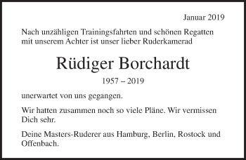 Traueranzeige von Rüdiger Borchardt von Lübecker Nachrichten