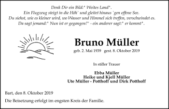 Traueranzeige von Bruno Müller von Ostsee-Zeitung GmbH