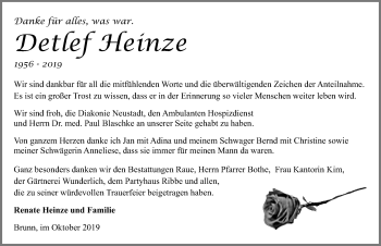 Traueranzeige von Detlef Heinze von Märkischen Allgemeine Zeitung
