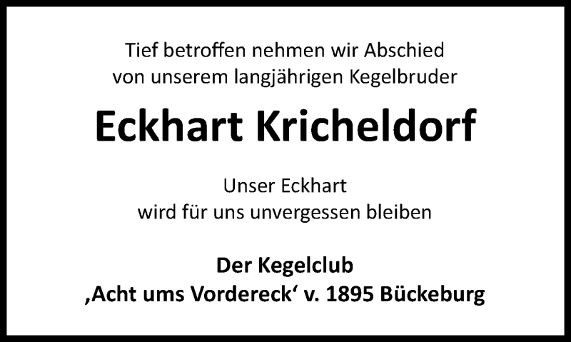  Traueranzeige für Eckhart Kricheldorf vom 10.10.2019 aus Schaumburger Nachrichten