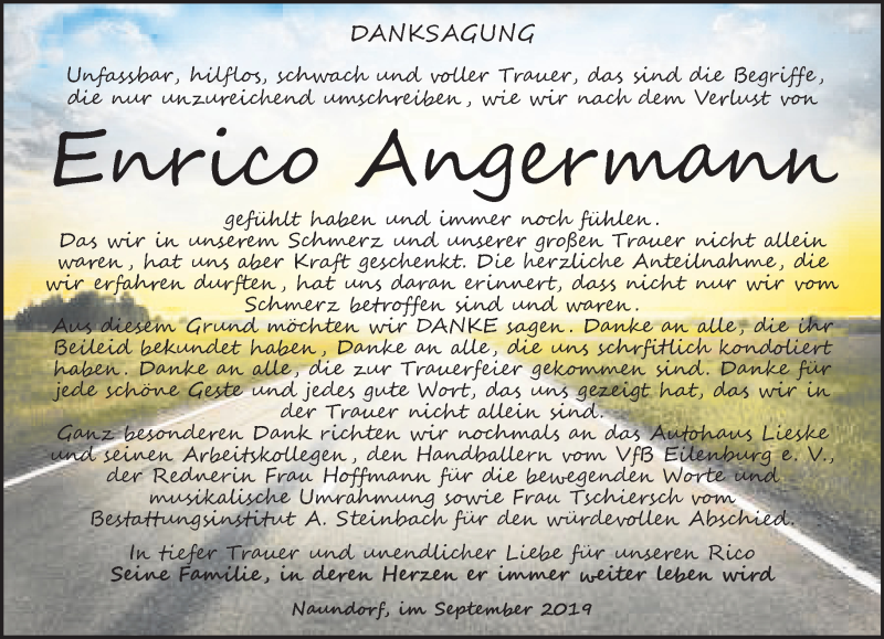  Traueranzeige für Enrico Angermann vom 05.10.2019 aus Leipziger Volkszeitung