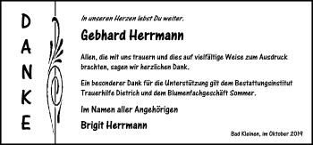 Traueranzeige von Gebhard Herrmann von Ostsee-Zeitung GmbH