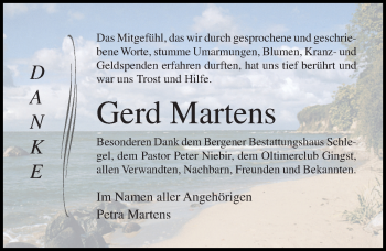 Traueranzeige von Gerd Martens von Ostsee-Zeitung GmbH